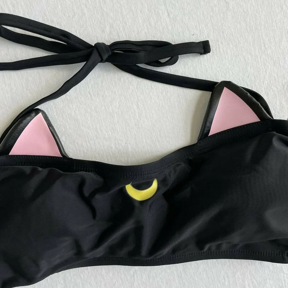 Sailor Moon Luna Swim Suit Bikini Top Hot Topic Plus Size 1X Plus Black Cat - Picture 3 of 6